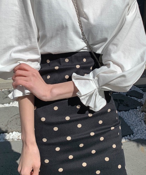 MKT（エムケーティー）の「ドット柄マーメイドスカート フィッシュテールスカート（スカート・レディース・ブラック・L/M/S）」の8枚目の写真