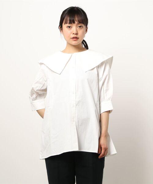 Factor=(ファクターイコール)の「ビックカラー半袖セーラーブラウス(シャツ/ブラウス・レディース・オフホワイト・FREE)」の9枚目の写真