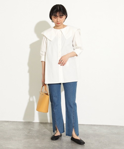 Factor=(ファクターイコール)の「ビックカラー半袖セーラーブラウス(シャツ/ブラウス・レディース・オフホワイト・FREE)」の2枚目の写真