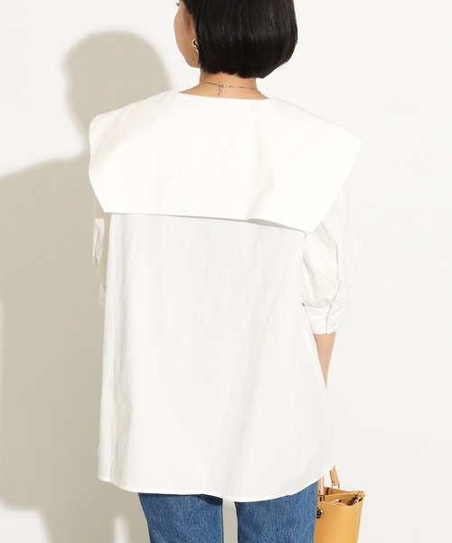 Factor=(ファクターイコール)の「ビックカラー半袖セーラーブラウス(シャツ/ブラウス・レディース・オフホワイト・FREE)」の4枚目の写真