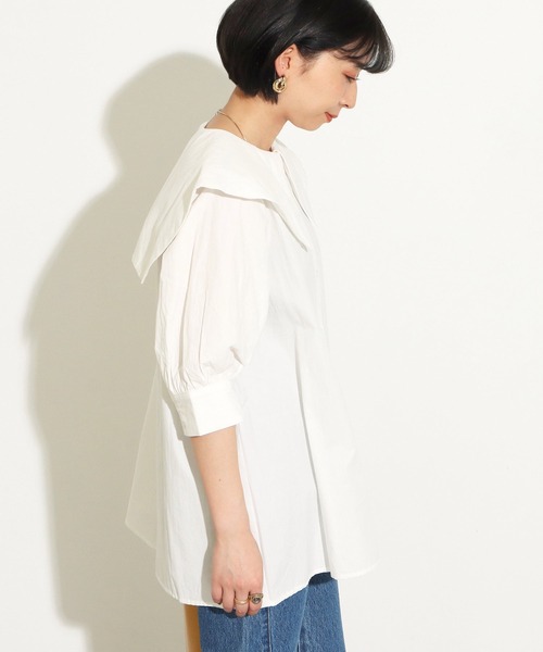 Factor=(ファクターイコール)の「ビックカラー半袖セーラーブラウス(シャツ/ブラウス・レディース・オフホワイト・FREE)」の3枚目の写真