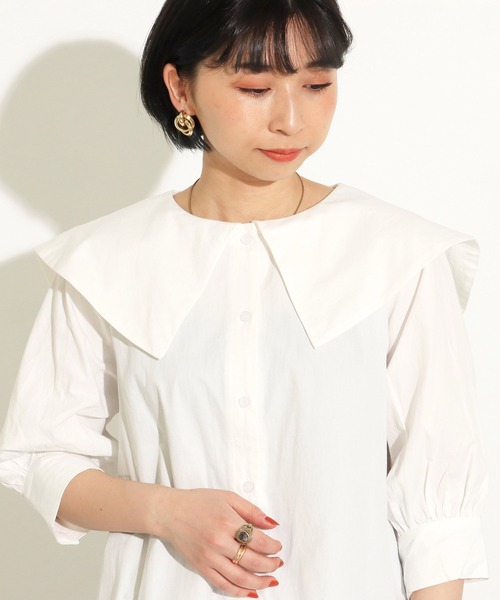 Factor=(ファクターイコール)の「ビックカラー半袖セーラーブラウス(シャツ/ブラウス・レディース・オフホワイト・FREE)」の5枚目の写真