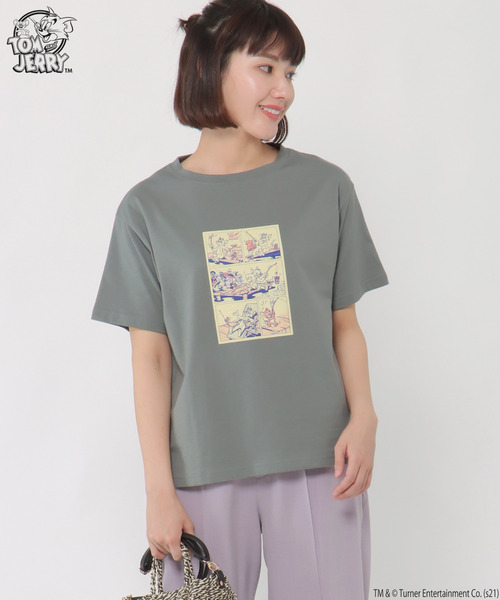 LBC(エルビーシー)の「Tom and Jerry Tシャツ(Tシャツ/カットソー・レディース・オリーブ/チャコールグレー/オフホワイト/ライトグレー・M/LL)」の4枚目の写真