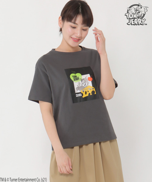LBC(エルビーシー)の「Tom and Jerry Tシャツ(Tシャツ/カットソー・レディース・オリーブ/チャコールグレー/オフホワイト/ライトグレー・M/LL)」の2枚目の写真