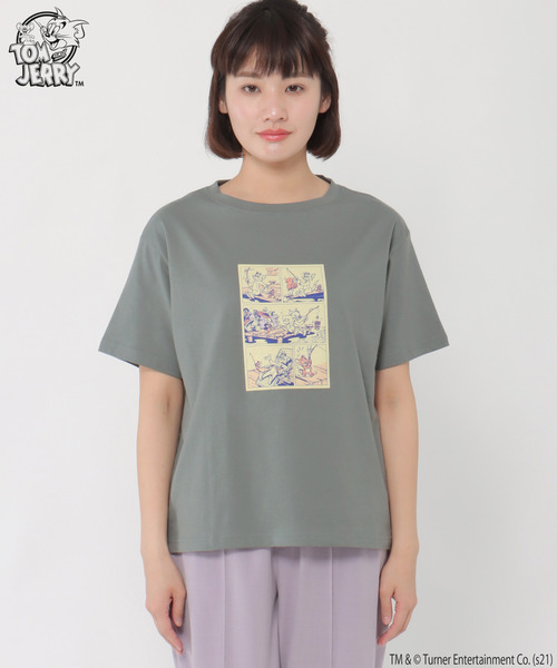 LBC(エルビーシー)の「Tom and Jerry Tシャツ(Tシャツ/カットソー・レディース・オリーブ/チャコールグレー/オフホワイト/ライトグレー・M/LL)」の5枚目の写真
