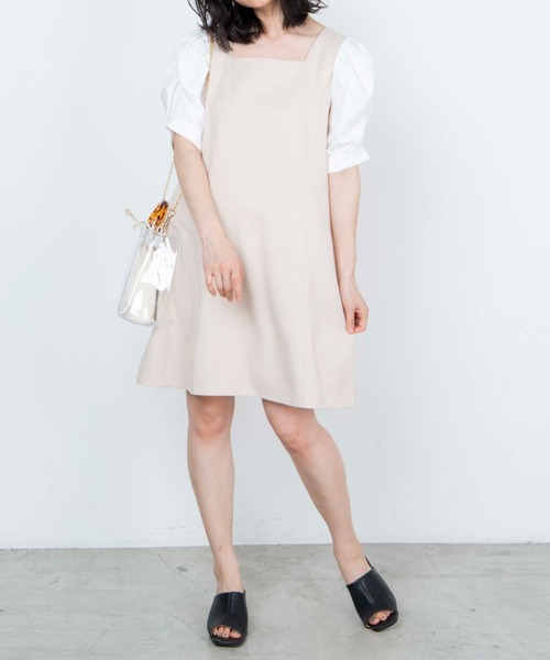 WEGO(ウィゴー)の「WEGO/スクエアネックミニワンピース(ワンピース・レディース・ブラック系その他2/ベージュ系その他2・FREE)」の10枚目の写真