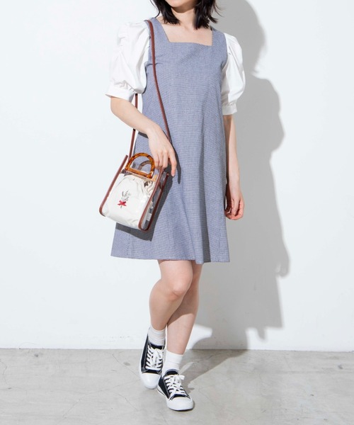 WEGO(ウィゴー)の「WEGO/スクエアネックミニワンピース(ワンピース・レディース・ブラック系その他2/ベージュ系その他2・FREE)」の7枚目の写真