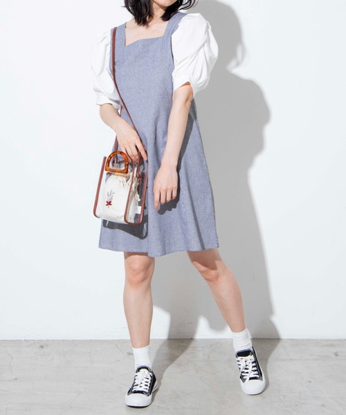 WEGO(ウィゴー)の「WEGO/スクエアネックミニワンピース(ワンピース・レディース・ブラック系その他2/ベージュ系その他2・FREE)」の4枚目の写真