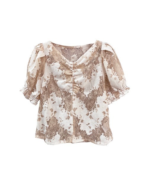 TORTE（トルテ）の「【TORTE】フロントギャザーレースブラウス（シャツ/ブラウス・レディース・ホワイト/ブラック/ライトピンク・FREE）」の3枚目の写真