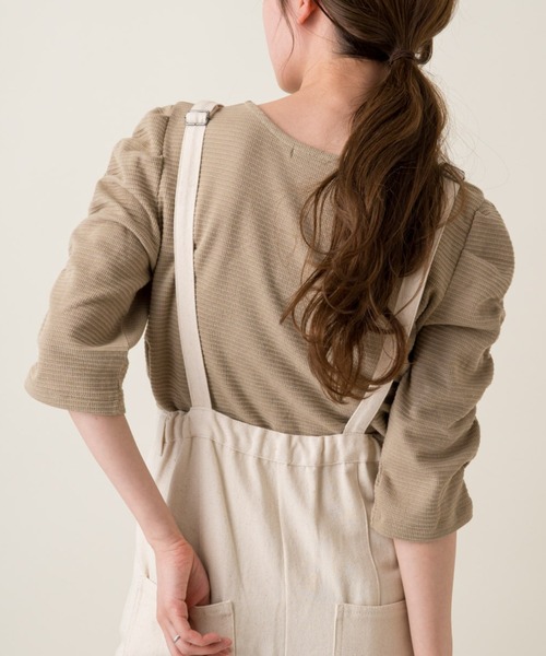 Kastane（カスタネ）の「リップルシャーリングTee（Tシャツ/カットソー・レディース・オレンジ/オリーブ/オフホワイト/サックスブルー・FREE）」の3枚目の写真