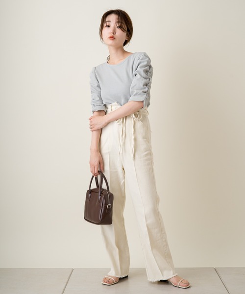 Kastane（カスタネ）の「リップルシャーリングTee（Tシャツ/カットソー・レディース・オレンジ/オリーブ/オフホワイト/サックスブルー・FREE）」の11枚目の写真