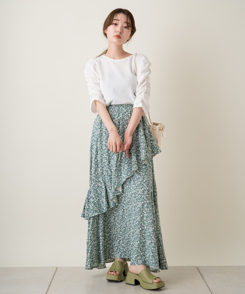 Kastane（カスタネ）の「リップルシャーリングTee（Tシャツ/カットソー・レディース・オレンジ/オリーブ/オフホワイト/サックスブルー・FREE）」の15枚目の写真