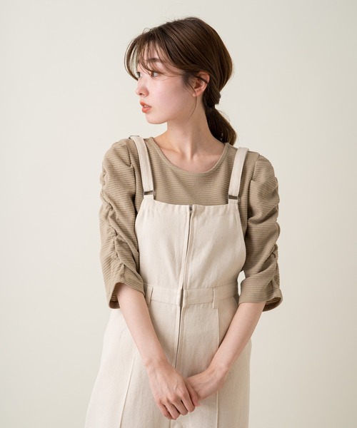 Kastane（カスタネ）の「リップルシャーリングTee（Tシャツ/カットソー・レディース・オレンジ/オリーブ/オフホワイト/サックスブルー・FREE）」の7枚目の写真