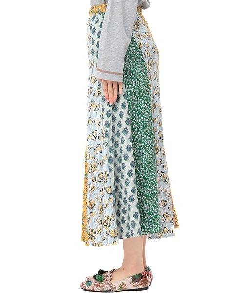 チチカカ（チチカカ）の「エコフレンドリーダイ ブロックプリントフラワーパッチスカート（スカート・レディース・ブルー系その他/パープル系その他/グリーン系その他・FREE）」の12枚目の写真