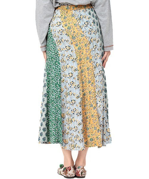 チチカカ（チチカカ）の「エコフレンドリーダイ ブロックプリントフラワーパッチスカート（スカート・レディース・ブルー系その他/パープル系その他/グリーン系その他・FREE）」の13枚目の写真