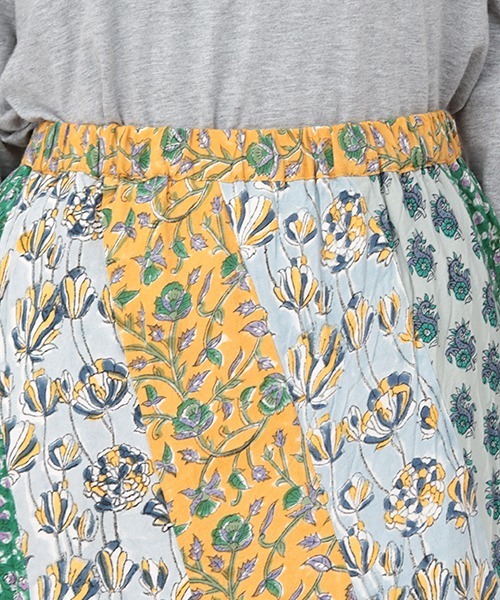 チチカカ（チチカカ）の「エコフレンドリーダイ ブロックプリントフラワーパッチスカート（スカート・レディース・ブルー系その他/パープル系その他/グリーン系その他・FREE）」の14枚目の写真