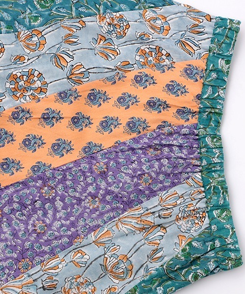 チチカカ（チチカカ）の「エコフレンドリーダイ ブロックプリントフラワーパッチスカート（スカート・レディース・ブルー系その他/パープル系その他/グリーン系その他・FREE）」の21枚目の写真