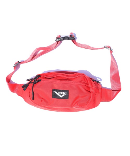 PONY（ポニー）の「PONY/ポニー TAPE LINE WAIST BAG ウエストバッグ（ボディバッグ/ウエストポーチ・メンズ・ブラック/レッド・FREE）」の4枚目の写真
