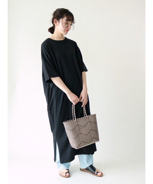 Samansa Mos2（サマンサ モスモス）の「ナンバープリントTシャツワンピ（ワンピース・レディース・グリーン/パープル/ベージュ/ブラック・ﾌﾘ-）」の2枚目の写真