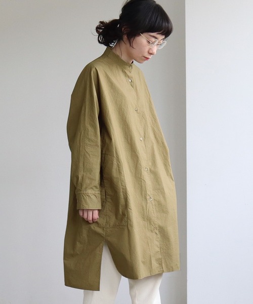 yuni(ユニ )の「コットン/キャッチワッシャー チュニックシャツ(シャツ/ブラウス・レディース・カーキ/イエロー/ホワイト/ブラック/パープル・FREE)」の3枚目の写真