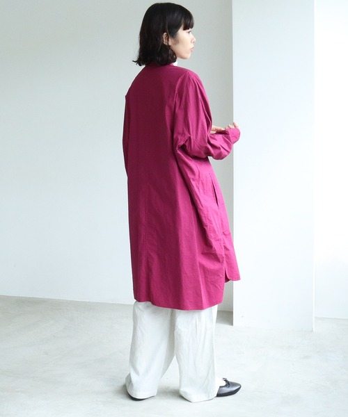 yuni(ユニ )の「コットン/キャッチワッシャー チュニックシャツ(シャツ/ブラウス・レディース・カーキ/イエロー/ホワイト/ブラック/パープル・FREE)」の8枚目の写真