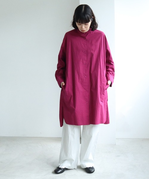 yuni(ユニ )の「コットン/キャッチワッシャー チュニックシャツ(シャツ/ブラウス・レディース・カーキ/イエロー/ホワイト/ブラック/パープル・FREE)」の6枚目の写真