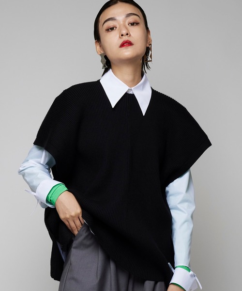 Narcissus（ナルシス）の「【SINN】Narcissusオリジナル　３Wayニット（ニット/セーター・レディース・ブラック/グリーン・FREE）」の2枚目の写真