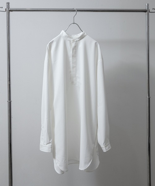 unlow（アンロー）の「スタンドカラープルオーバーロングシャツ（シャツ/ブラウス・メンズ・ホワイト/ライトグレー/ブラック・M/L）」の14枚目の写真