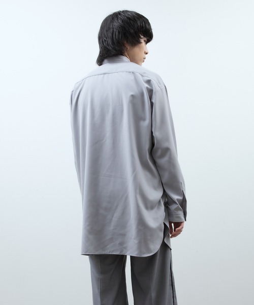 unlow（アンロー）の「スタンドカラープルオーバーロングシャツ（シャツ/ブラウス・メンズ・ホワイト/ライトグレー/ブラック・M/L）」の13枚目の写真