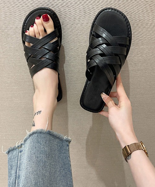 STYLEBLOCK（スタイルブロック）の「クロスストラップサンダル（サンダル・レディース・ベージュ/ブラック/ブラウン・39/38/37/40/36/35）」の2枚目の写真