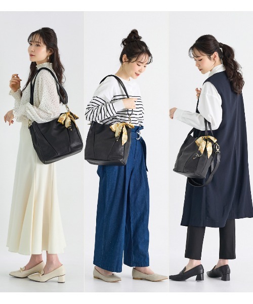 zucchero filato（ズッケロフィラート）の「zuccher ズッケロ バッグ レディース 2way B5サイズ ななめ掛け 通勤 通学 スカーフ付き 48905Y（ハンドバッグ・レディース・グレー/ブラック/ピンク/ブラウン・FREE）」の10枚目の写真