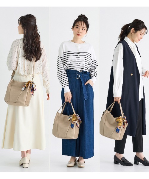 zucchero filato（ズッケロフィラート）の「zuccher ズッケロ バッグ レディース 2way B5サイズ ななめ掛け 通勤 通学 スカーフ付き 48905Y（ハンドバッグ・レディース・グレー/ブラック/ピンク/ブラウン・FREE）」の14枚目の写真