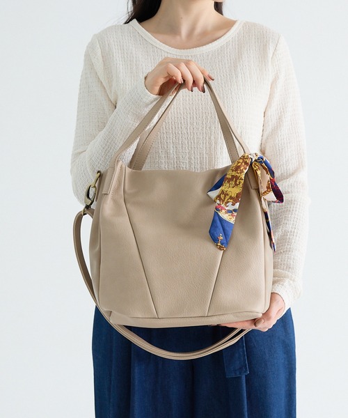 zucchero filato（ズッケロフィラート）の「zuccher ズッケロ バッグ レディース 2way B5サイズ ななめ掛け 通勤 通学 スカーフ付き 48905Y（ハンドバッグ・レディース・グレー/ブラック/ピンク/ブラウン・FREE）」の6枚目の写真