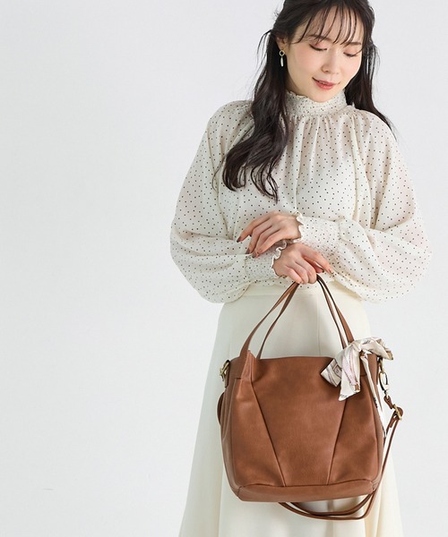 zucchero filato（ズッケロフィラート）の「zuccher ズッケロ バッグ レディース 2way B5サイズ ななめ掛け 通勤 通学 スカーフ付き 48905Y（ハンドバッグ・レディース・グレー/ブラック/ピンク/ブラウン・FREE）」の18枚目の写真