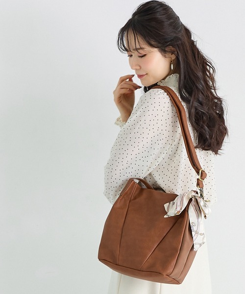 zucchero filato（ズッケロフィラート）の「zuccher ズッケロ バッグ レディース 2way B5サイズ ななめ掛け 通勤 通学 スカーフ付き 48905Y（ハンドバッグ・レディース・グレー/ブラック/ピンク/ブラウン・FREE）」の19枚目の写真