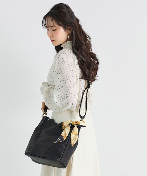 zucchero filato（ズッケロフィラート）の「zuccher ズッケロ バッグ レディース 2way B5サイズ ななめ掛け 通勤 通学 スカーフ付き 48905Y（ハンドバッグ・レディース・グレー/ブラック/ピンク/ブラウン・FREE）」の9枚目の写真