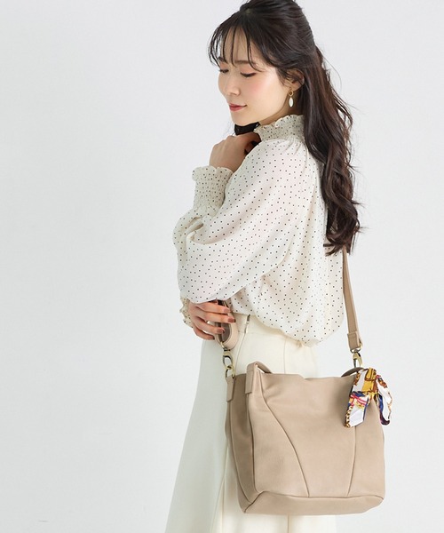 zucchero filato（ズッケロフィラート）の「zuccher ズッケロ バッグ レディース 2way B5サイズ ななめ掛け 通勤 通学 スカーフ付き 48905Y（ハンドバッグ・レディース・グレー/ブラック/ピンク/ブラウン・FREE）」の13枚目の写真