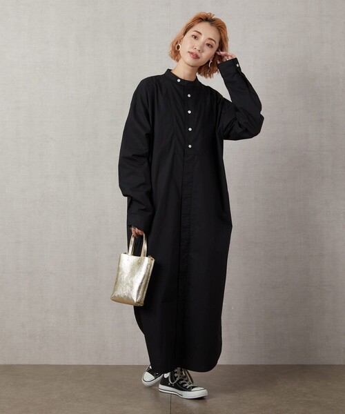 FREAK'S STORE（フリークスストア）の「▽【WEB限定】スタンドカラーデザインシャツワンピース（シャツワンピース・レディース・ホワイト/ブラック/グリーン/ブルー/ベージュ/パープル・ﾌﾘ-）」の13枚目の写真