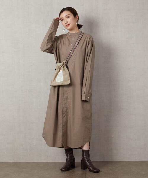 FREAK'S STORE（フリークスストア）の「▽【WEB限定】スタンドカラーデザインシャツワンピース（シャツワンピース・レディース・ホワイト/ブラック/グリーン/ブルー/ベージュ/パープル・ﾌﾘ-）」の18枚目の写真