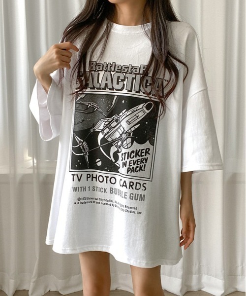 SONA(ソナ)の「SONYUNARA GALACTICAプリントオーバーTシャツ(Tシャツ/カットソー・レディース・アイボリー/ダークグレー/スカイブルー・FREE)」の11枚目の写真