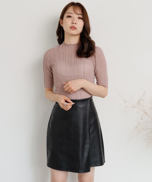 LIPSERVICE（リップサービス）の「フェイクレザーラップ台形ミニスカート（スカート・レディース・ブラック/ブラウン/グリーン/アイボリー・S/M/XS）」の20枚目の写真