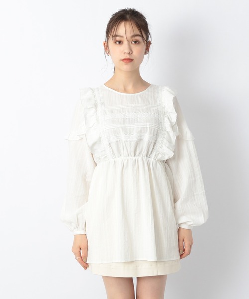 Heather(ヘザー)の「コットンフリルチュニック 218110(シャツ/ブラウス・レディース・ホワイト/ブラック/ブルーグレー・FREE)」の10枚目の写真