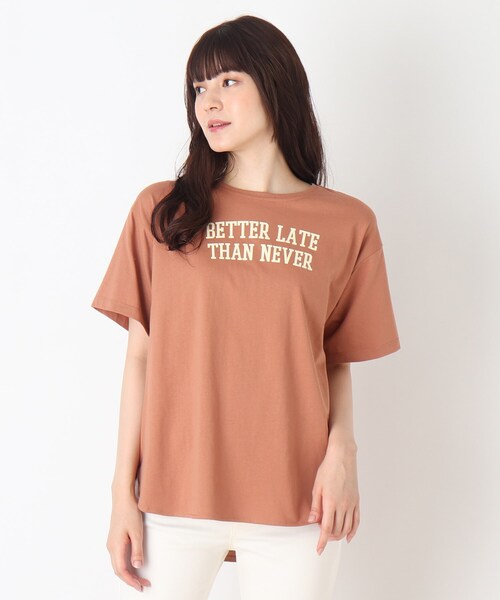 SHOO・LA・RUE（シューラルー）の「◆【SHOO ICE/USAコットン】ひんやりプリントTシャツ（Tシャツ/カットソー・レディース・ブラック/ナチュラル/ブルー/チャコールグレー/ホワイト系その他2/レンガ・02/03/04）」の6枚目の写真