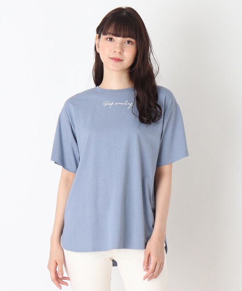 SHOO・LA・RUE（シューラルー）の「◆【SHOO ICE/USAコットン】ひんやりプリントTシャツ（Tシャツ/カットソー・レディース・ブラック/ナチュラル/ブルー/チャコールグレー/ホワイト系その他2/レンガ・02/03/04）」の5枚目の写真