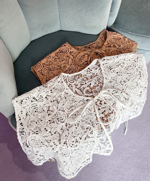 onetome（ワントゥーミー）の「2wayレース付け襟（付け襟・レディース・ホワイト/ベージュ/ブルー・FREE）」の3枚目の写真