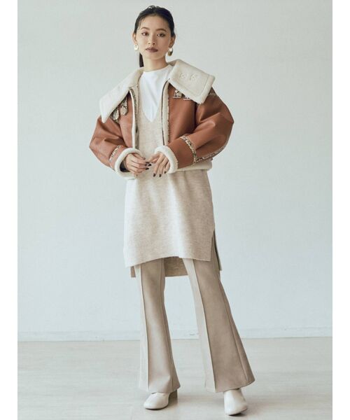 MURUA（ムルーア）の「オーバールーズチュニック（ニット/セーター・レディース・グレー/アイボリー/モカ・FREE）」の4枚目の写真