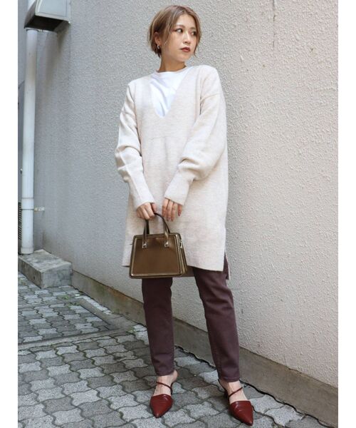 MURUA（ムルーア）の「オーバールーズチュニック（ニット/セーター・レディース・グレー/アイボリー/モカ・FREE）」の13枚目の写真