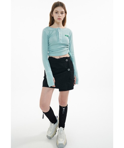 oddoneout(オッドワンアウト)の「A'GEM/9 × .kom『ODD ONE OUT/オッドワンアウト』Colored sewing string top/ カラー ソーイング ストリング ロングスリーブカットソー(その他トップス・レディース・ブラック/ライトグリーン/ピンク・FREE)」の12枚目の写真