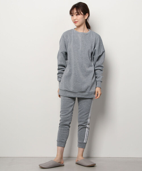 FUNALIVE(ファンアライブ)の「CELESTE RANA T100 裏起毛ワイドパンツルームウエア上下セット(ルームウェア/パジャマ・レディース・ブラック/グレー/モカ/チョコ/チャコール/モスグリーン・M-L/L-XL/XXL)」の3枚目の写真