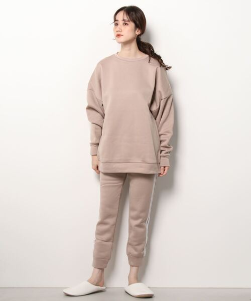 FUNALIVE(ファンアライブ)の「CELESTE RANA T100 裏起毛ワイドパンツルームウエア上下セット(ルームウェア/パジャマ・レディース・ブラック/グレー/モカ/チョコ/チャコール/モスグリーン・M-L/L-XL/XXL)」の5枚目の写真